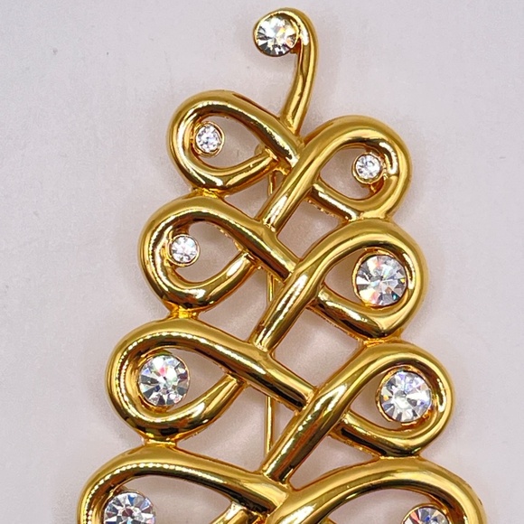 1928 Brand Gold Tone Rhinestone Accent Christmas Tree Pin Brooch - Picture 4 of 8